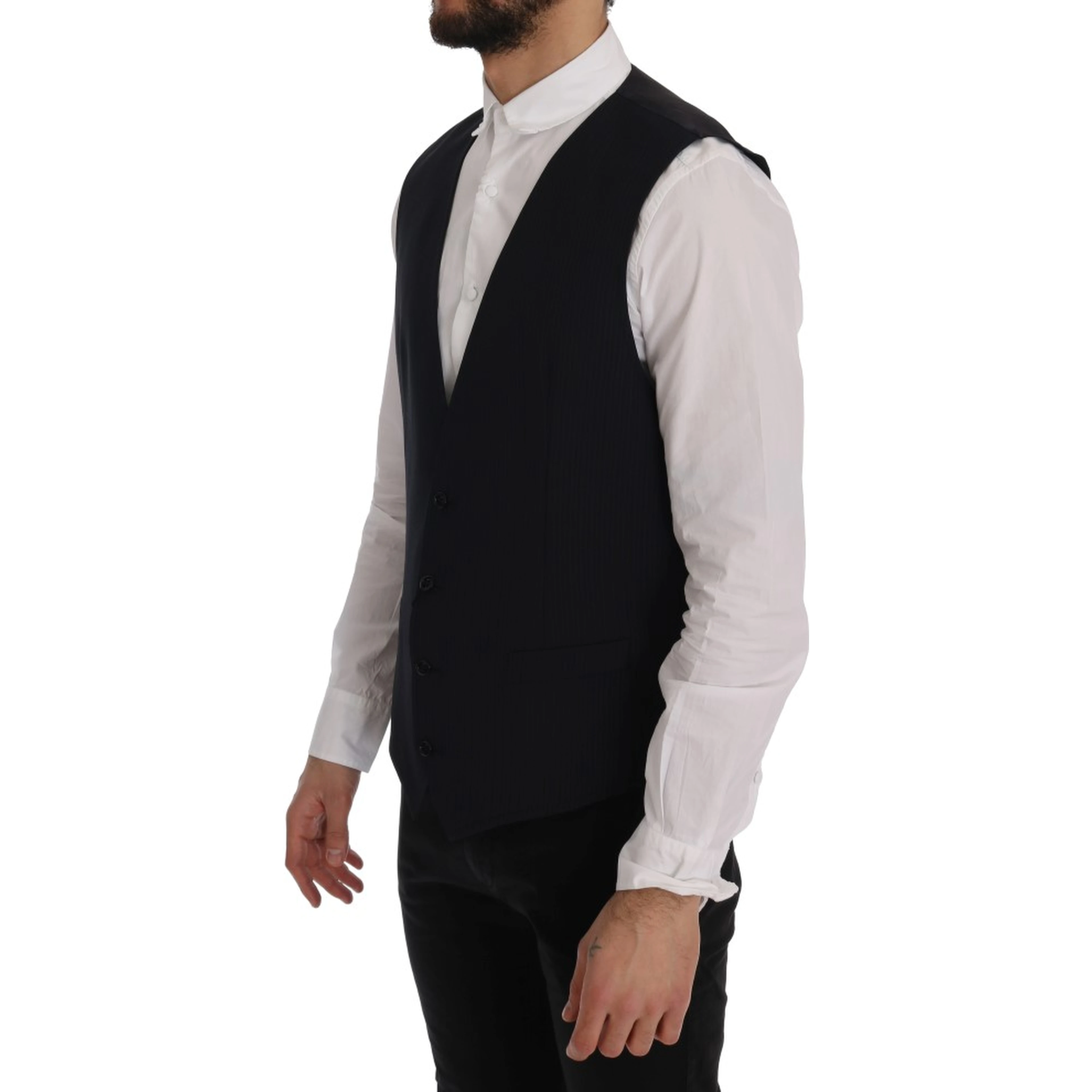 Black STAFF Wool Striped Vest