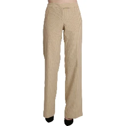 Beige High Waist Flared Wide Leg Trouser Pants