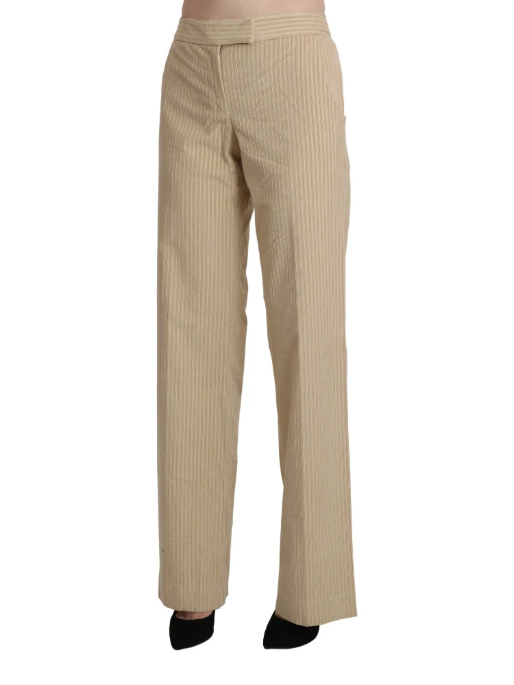 Beige High Waist Flared Wide Leg Trouser Pants alternative