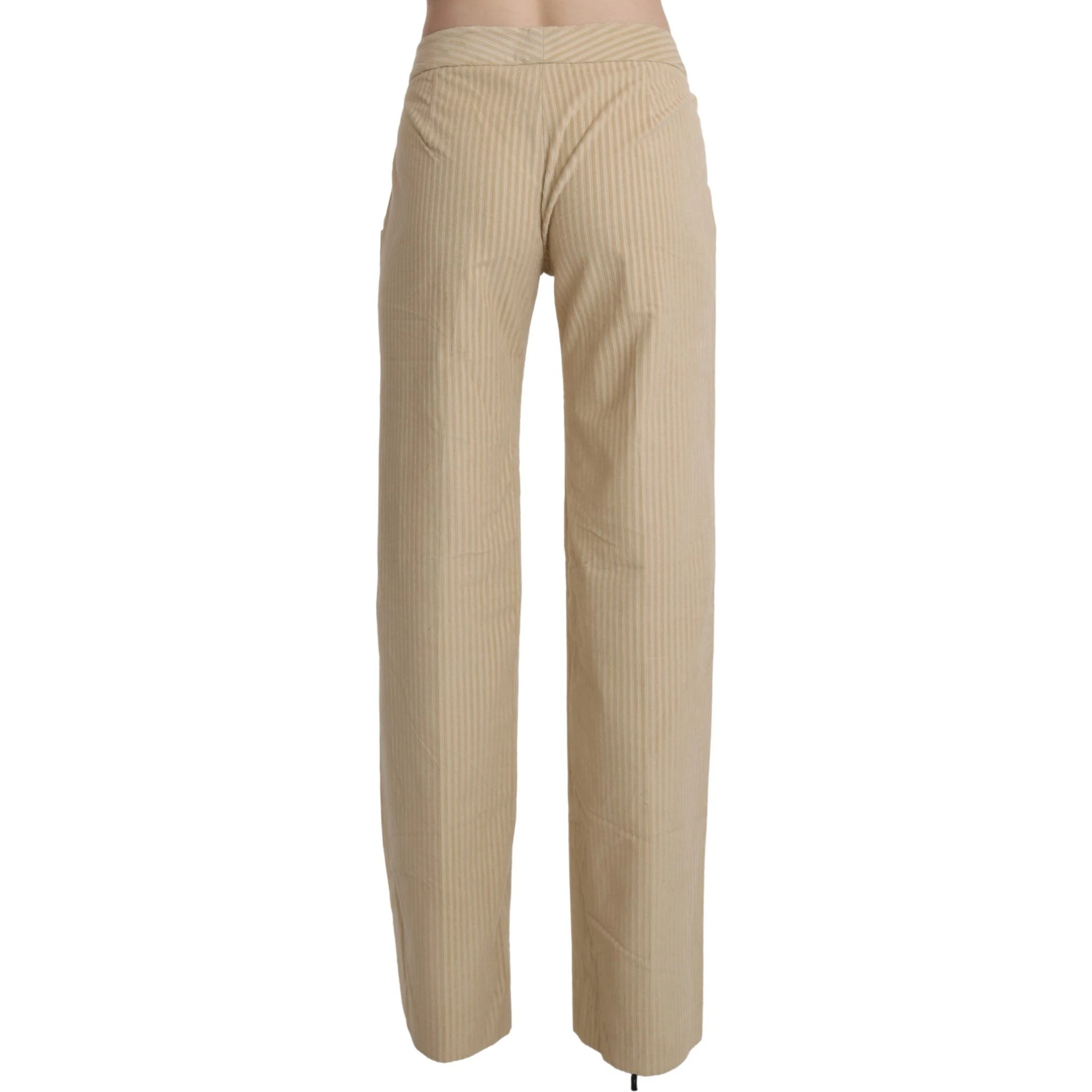 Beige High Waist Flared Wide Leg Trouser Pants