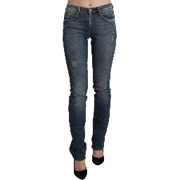 Blue Washed Mid Waist Skinny Denim Jeans