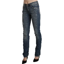 Blue Washed Mid Waist Skinny Denim Jeans