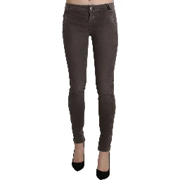 Brown Low Waist Skinny Slim Trouser Cotton Jeans