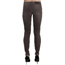 Brown Low Waist Skinny Slim Trouser Cotton Jeans