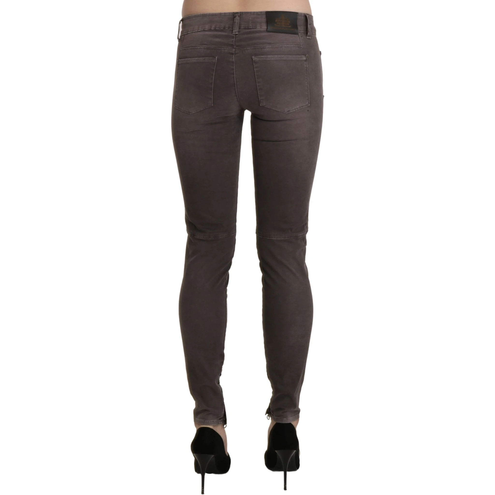 Brown Low Waist Skinny Slim Trouser Cotton Jeans