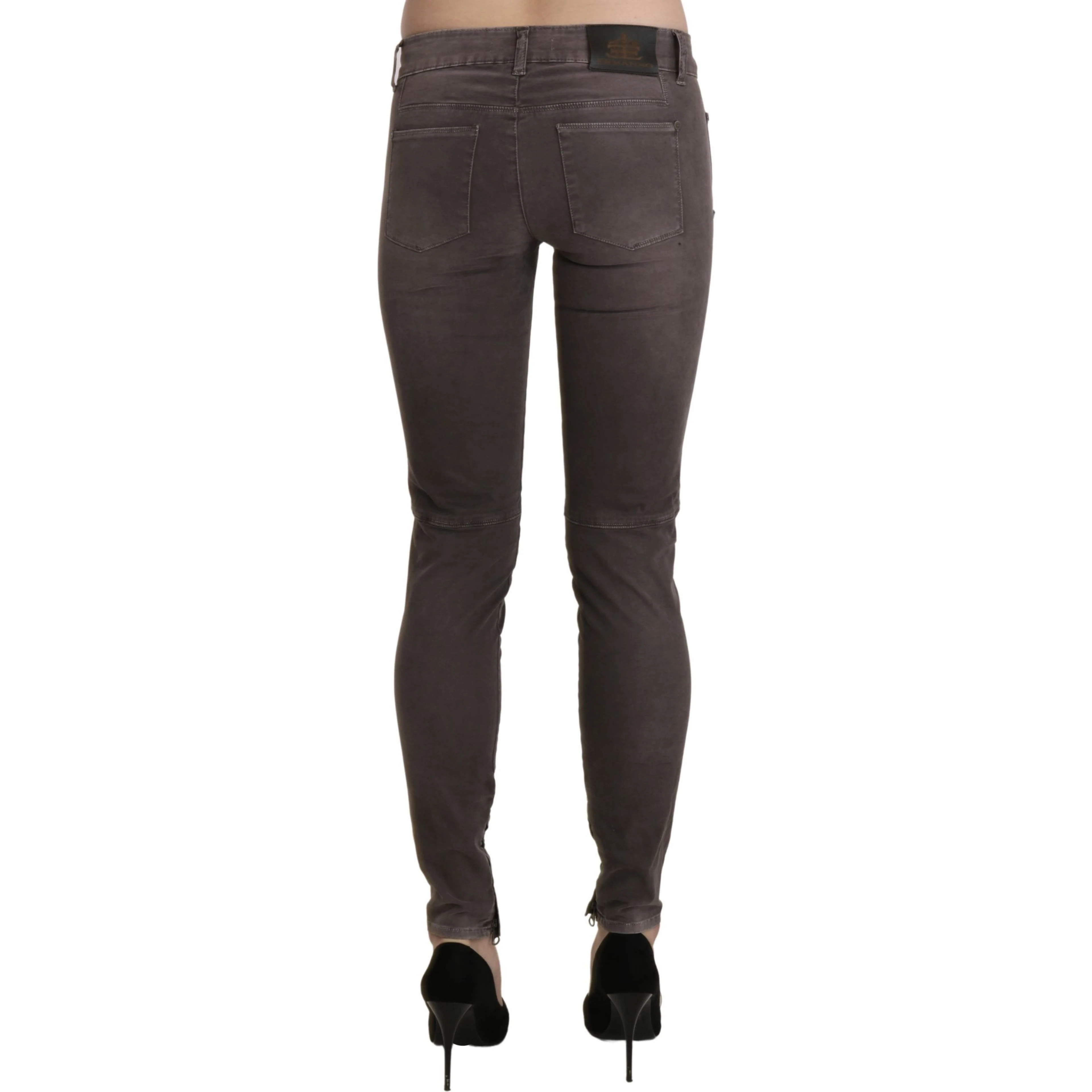 Brown Low Waist Skinny Slim Trouser Cotton Jeans