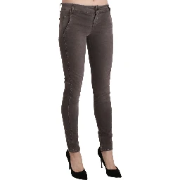 Brown Low Waist Skinny Slim Trouser Cotton Jeans