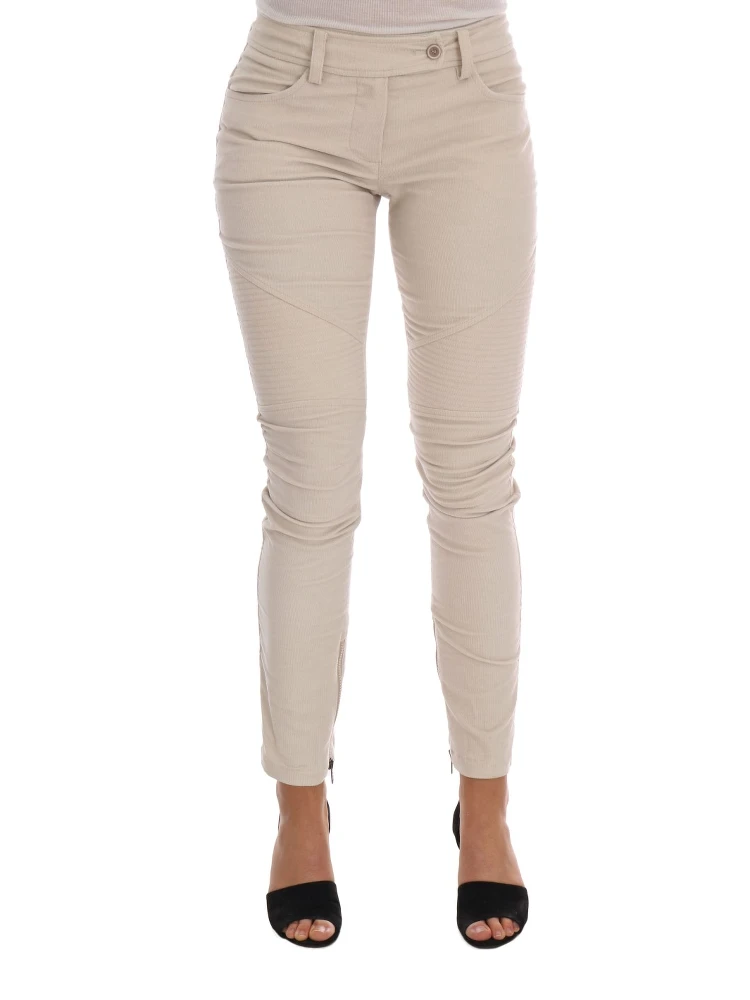 Beige Slim Jeans Corduroy Skinny Pants