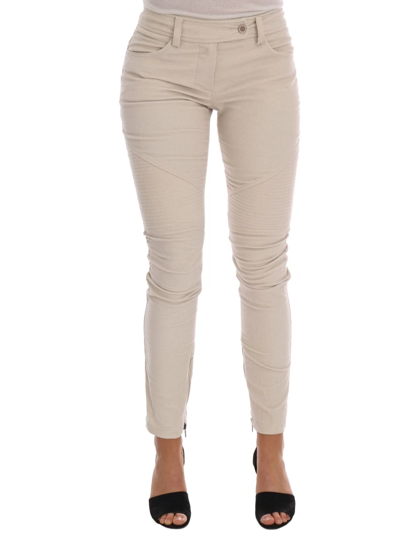 Beige Slim Jeans Corduroy Skinny Pants