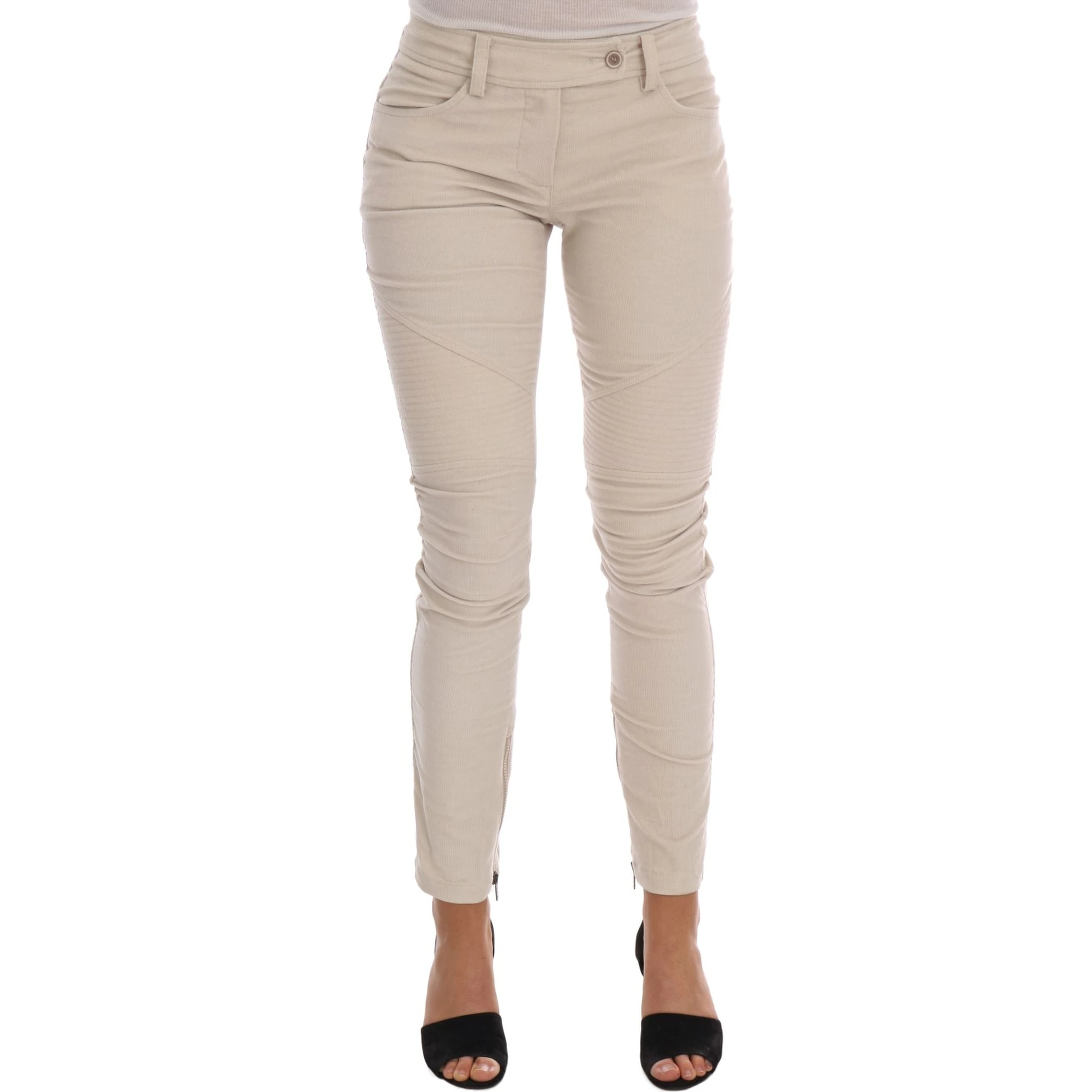 Beige Slim Jeans Corduroy Skinny Pants