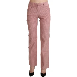 Pink Mid Waist Straight Trouser Cotton Pants
