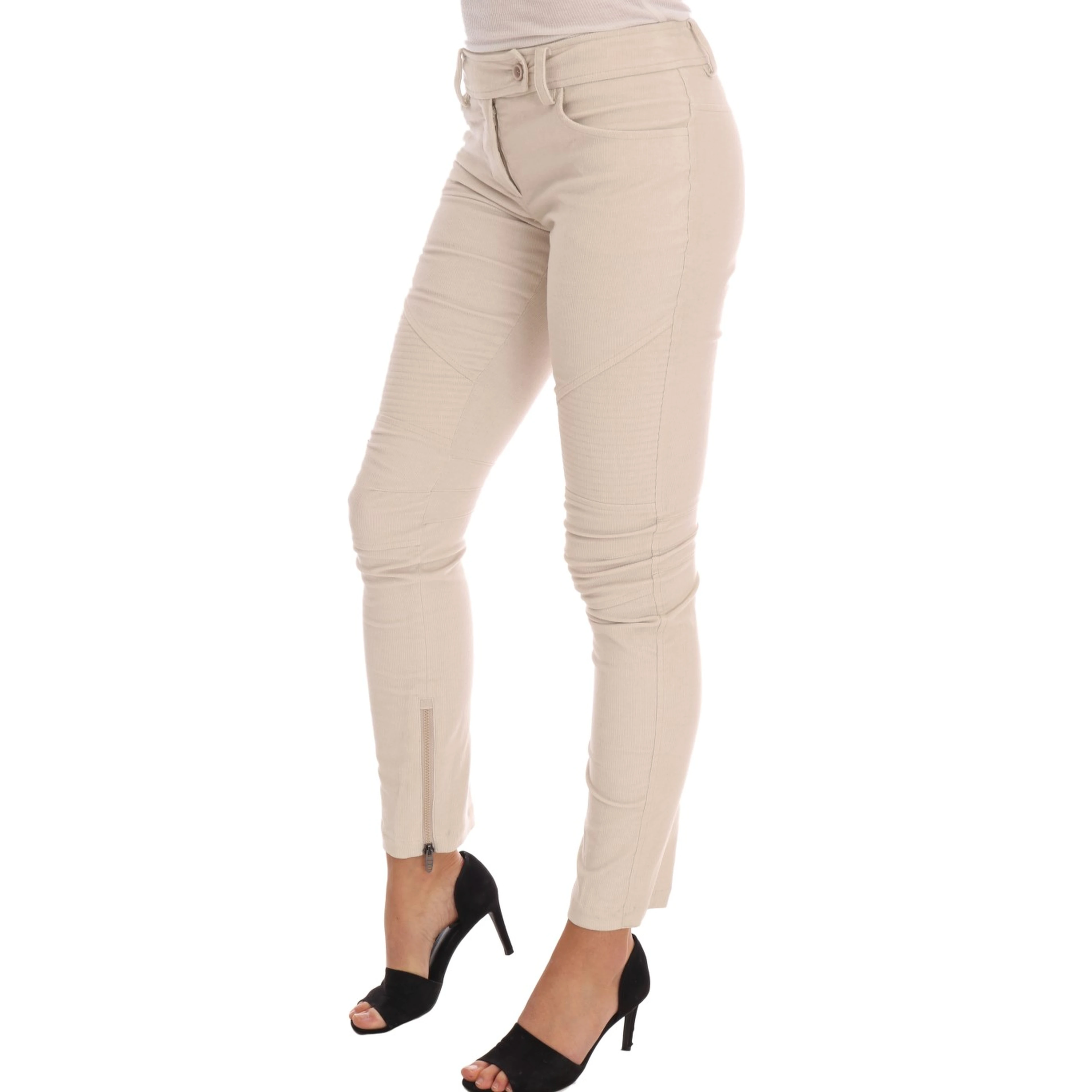 Beige Slim Jeans Corduroy Skinny Pants
