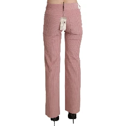 Pink Mid Waist Straight Trouser Cotton Pants