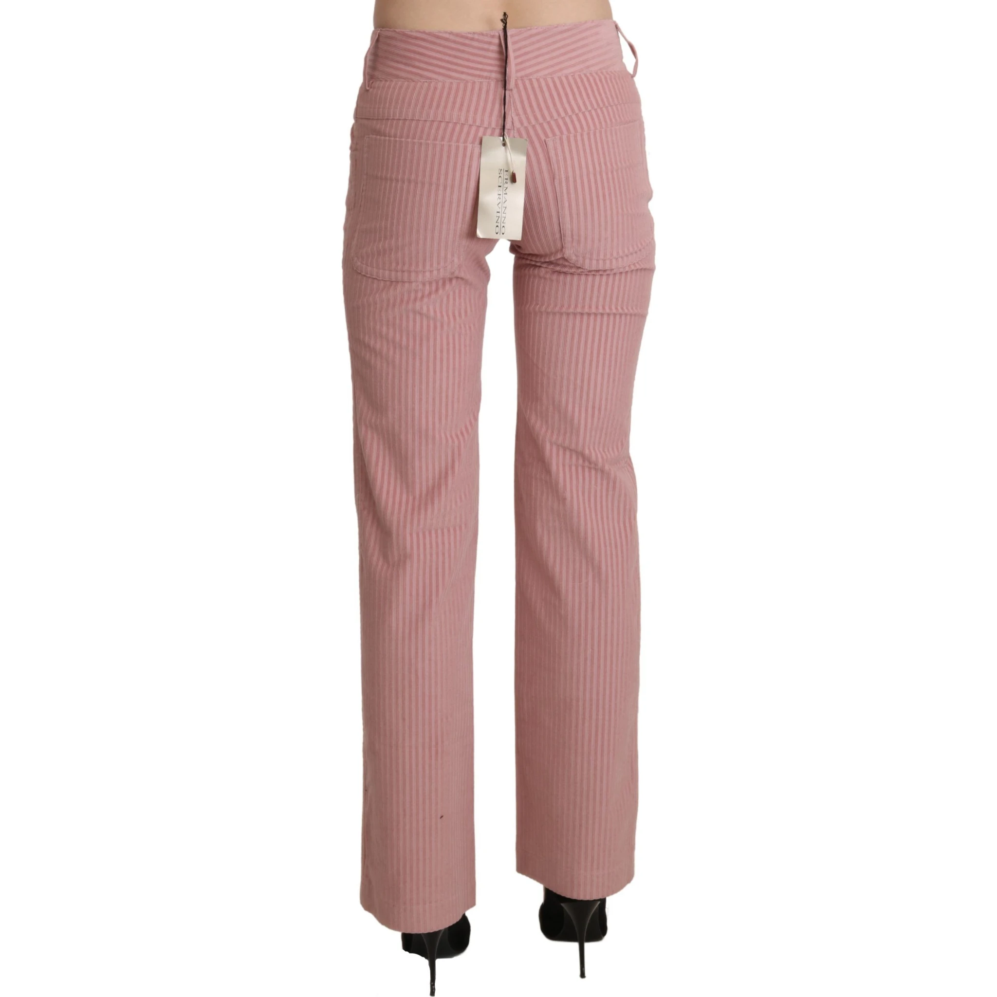 Pink Mid Waist Straight Trouser Cotton Pants