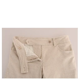 Beige Slim Jeans Corduroy Skinny Pants