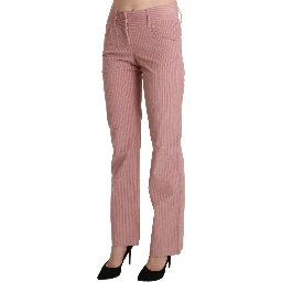 Pink Mid Waist Straight Trouser Cotton Pants