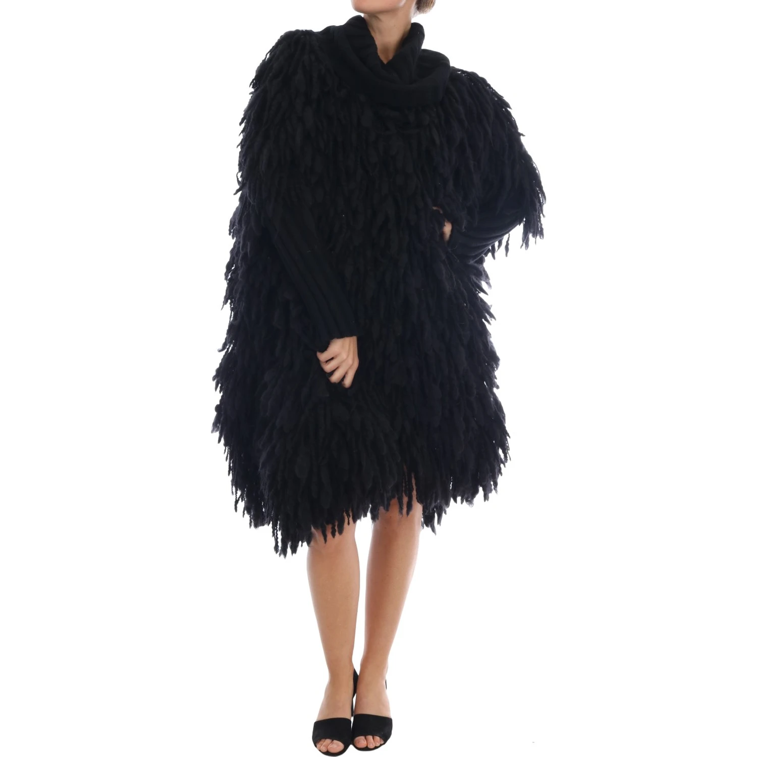 Black Fringes Wool Pullover Sweater