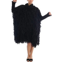 Black Fringes Wool Pullover Sweater