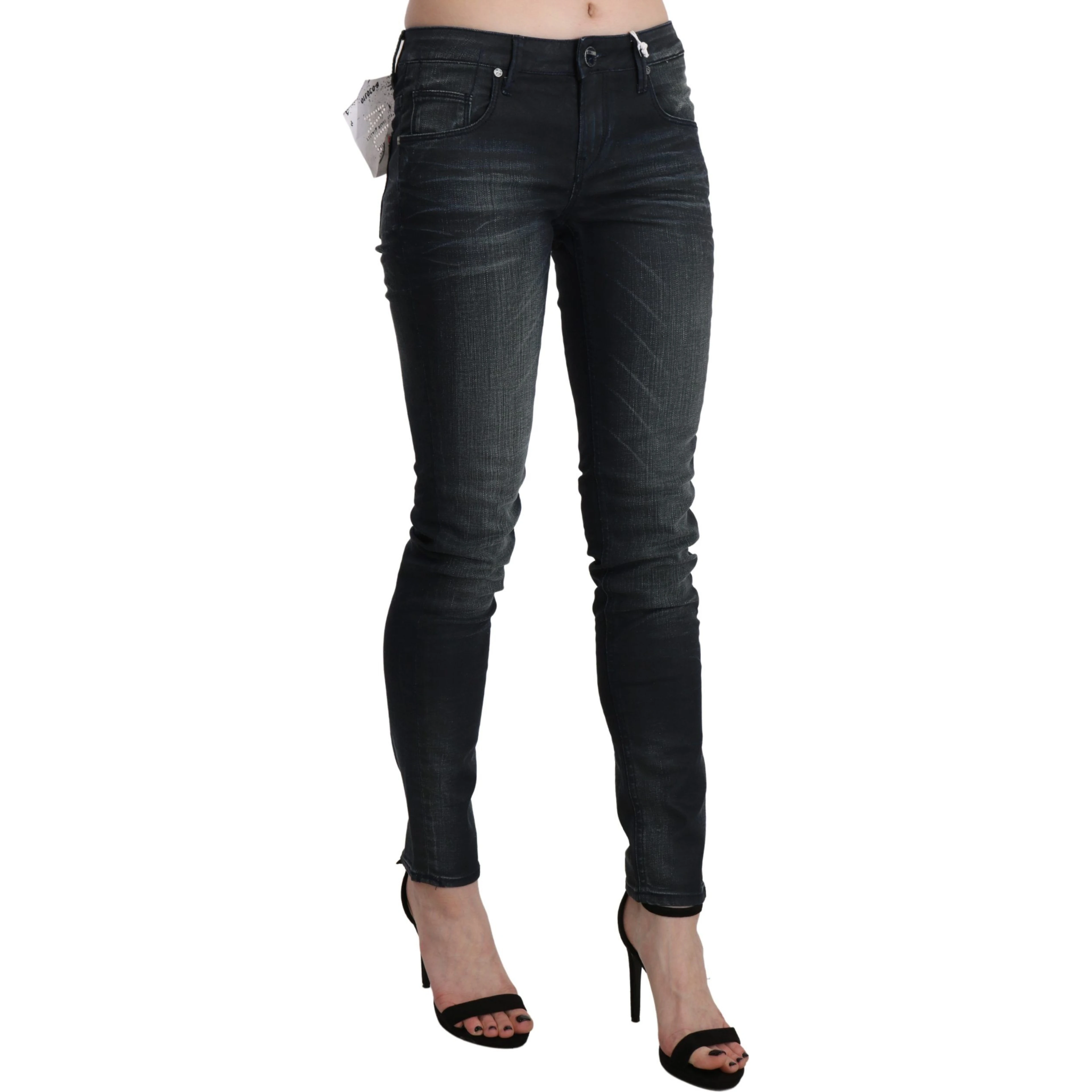 Black Washed Low Waist Skinny Denim Trouser