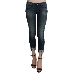 Blue Washed Low Waist Skinny Cropped Denim pant
