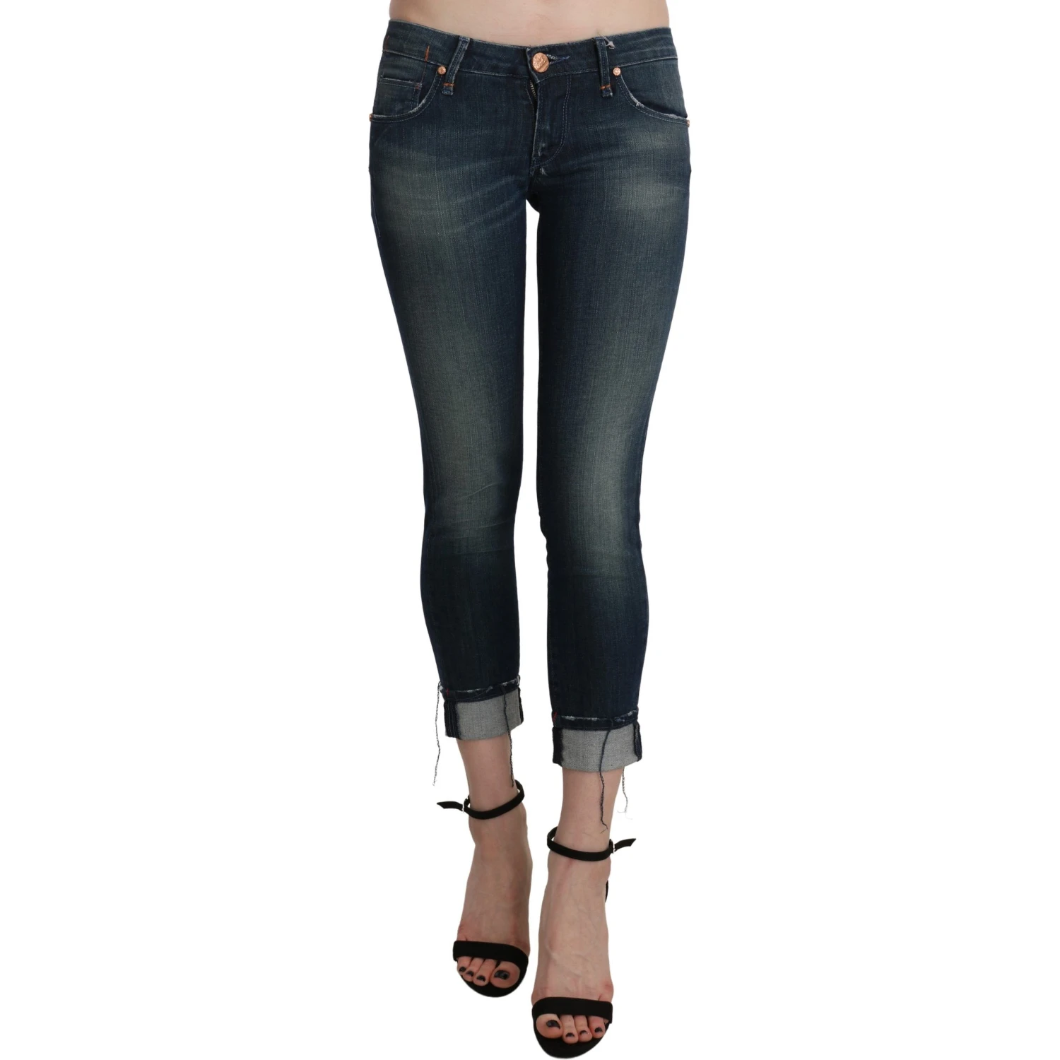 Blue Washed Low Waist Skinny Cropped Denim pant