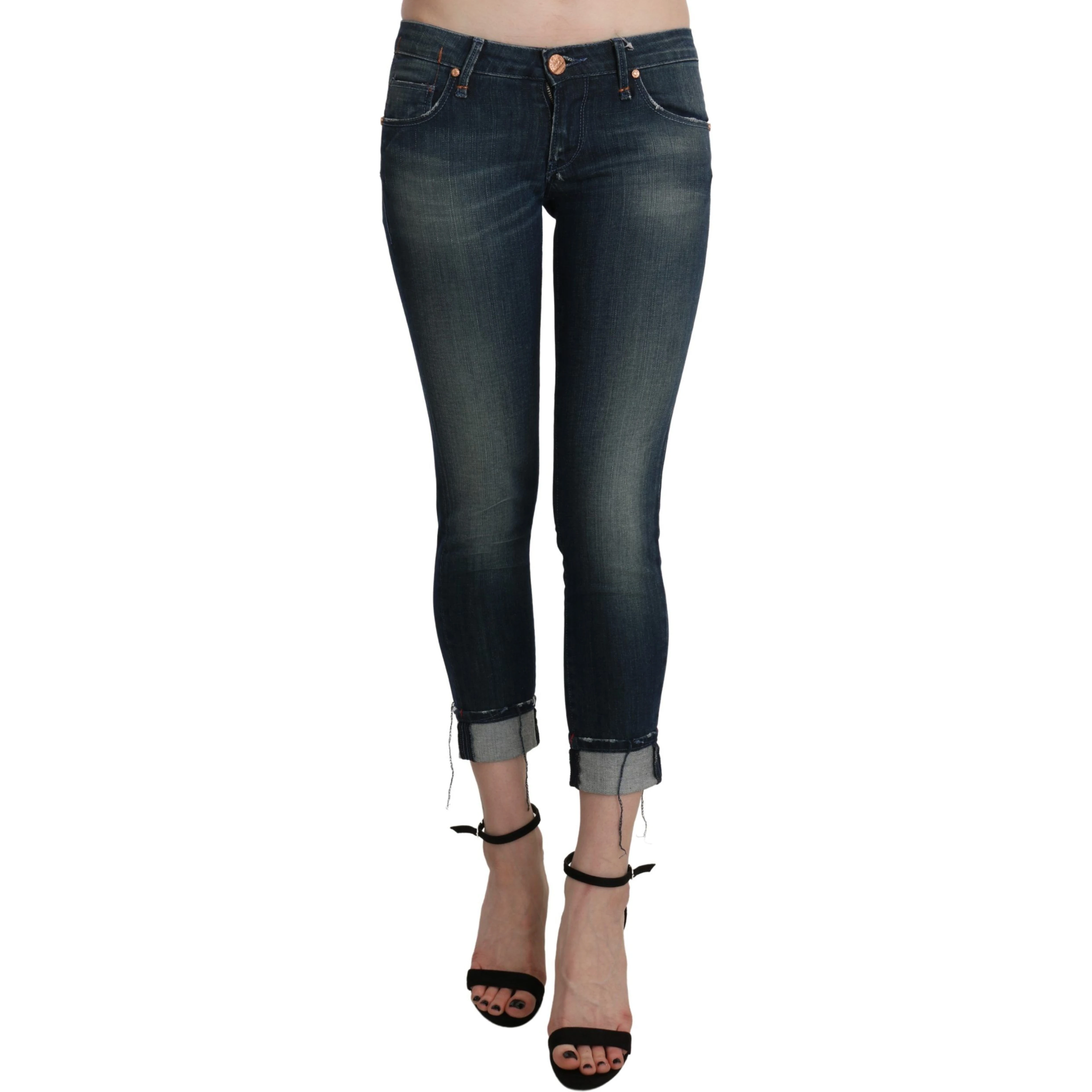 Blue Washed Low Waist Skinny Cropped Denim pant