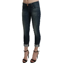 Blue Washed Low Waist Skinny Cropped Denim pant
