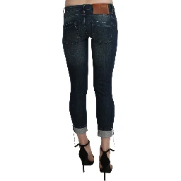 Blue Washed Low Waist Skinny Cropped Denim pant