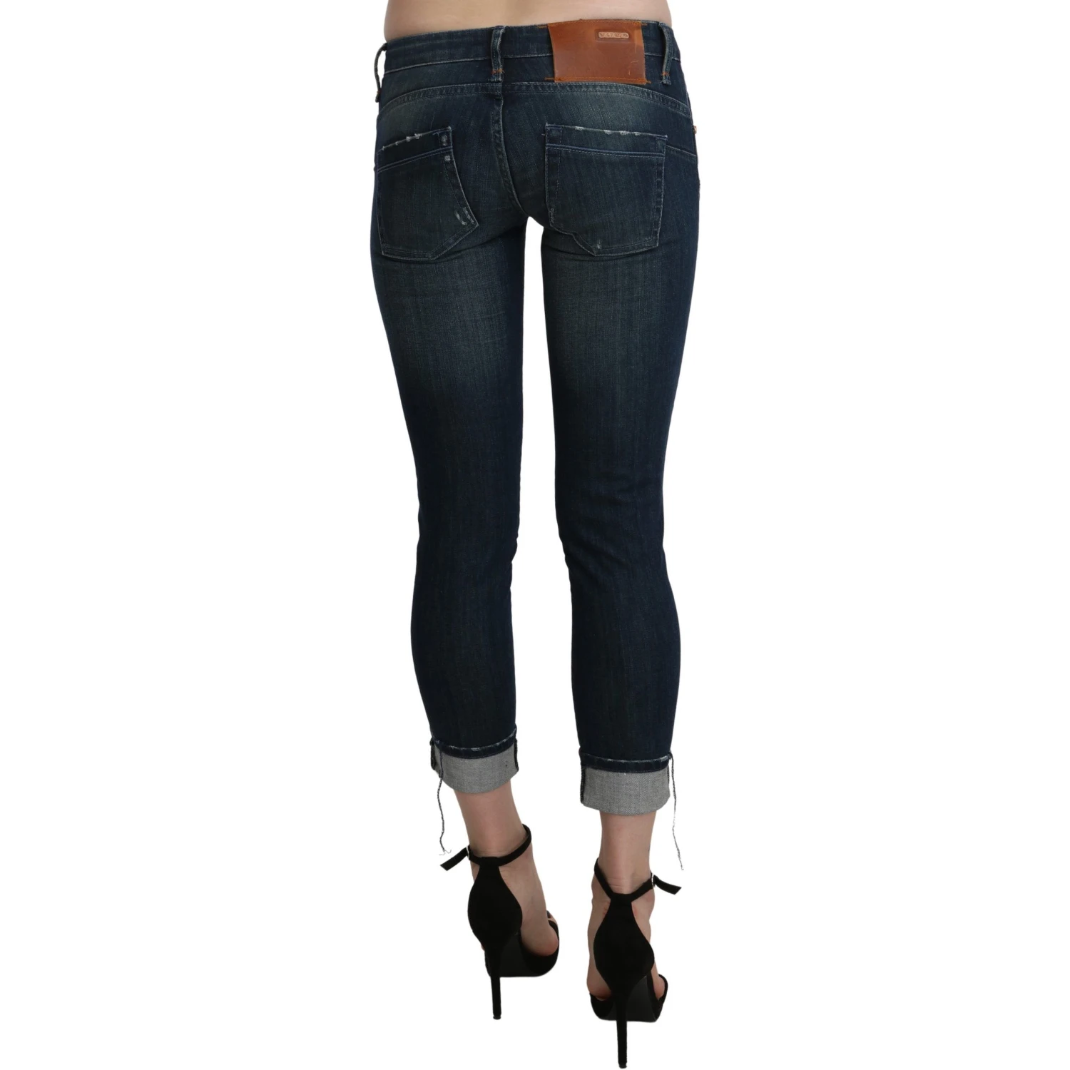 Blue Washed Low Waist Skinny Cropped Denim pant