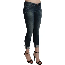 Blue Washed Low Waist Skinny Cropped Denim pant