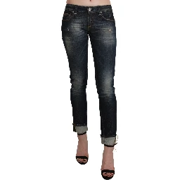 Blue Washed Low Waist Skinny Cropped Denim Pant