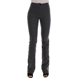 Gray Wool Stretch Slim Pants
