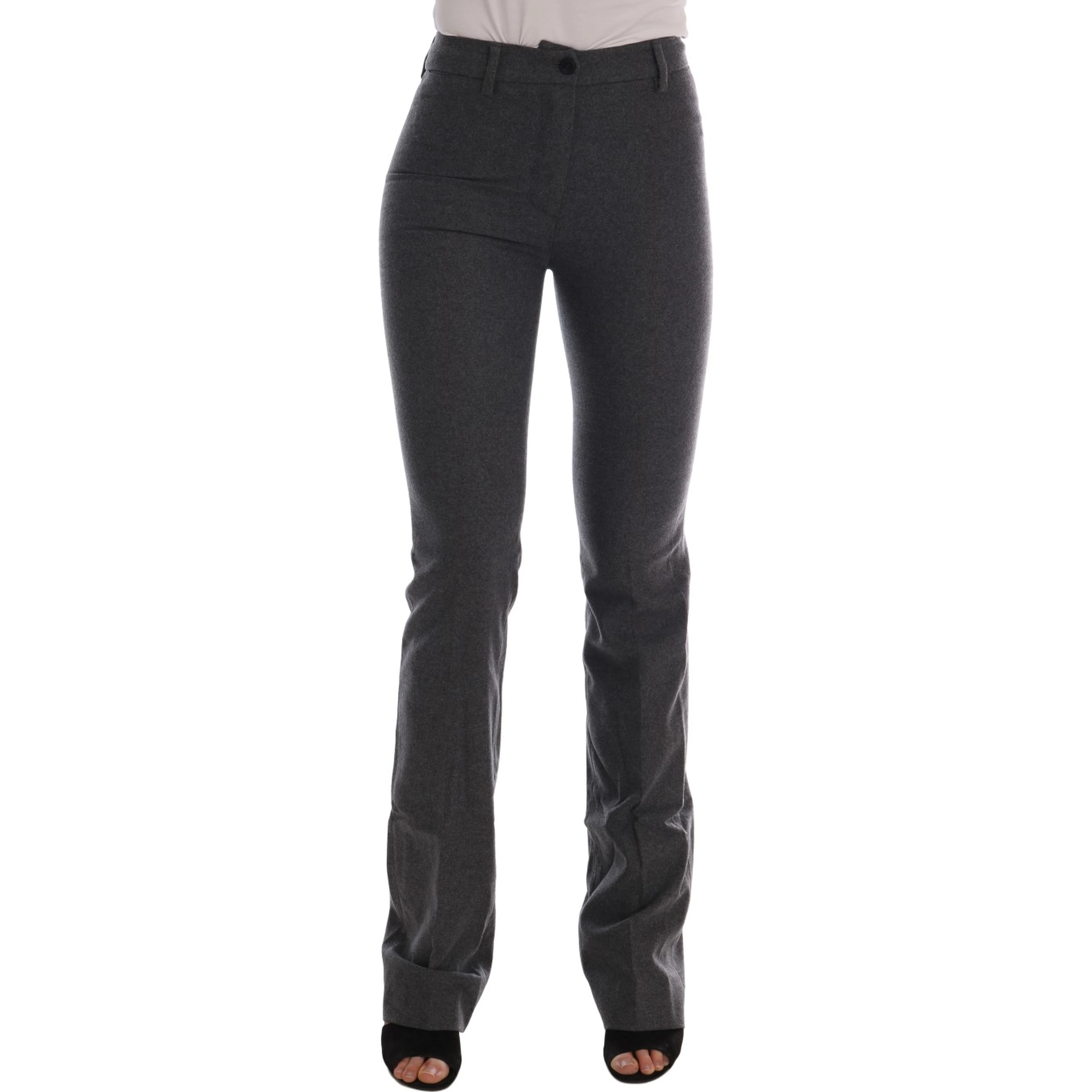 Gray Wool Stretch Slim Pants