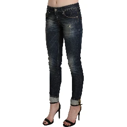 Blue Washed Low Waist Skinny Cropped Denim Pant