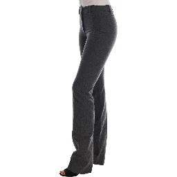 Gray Wool Stretch Slim Pants