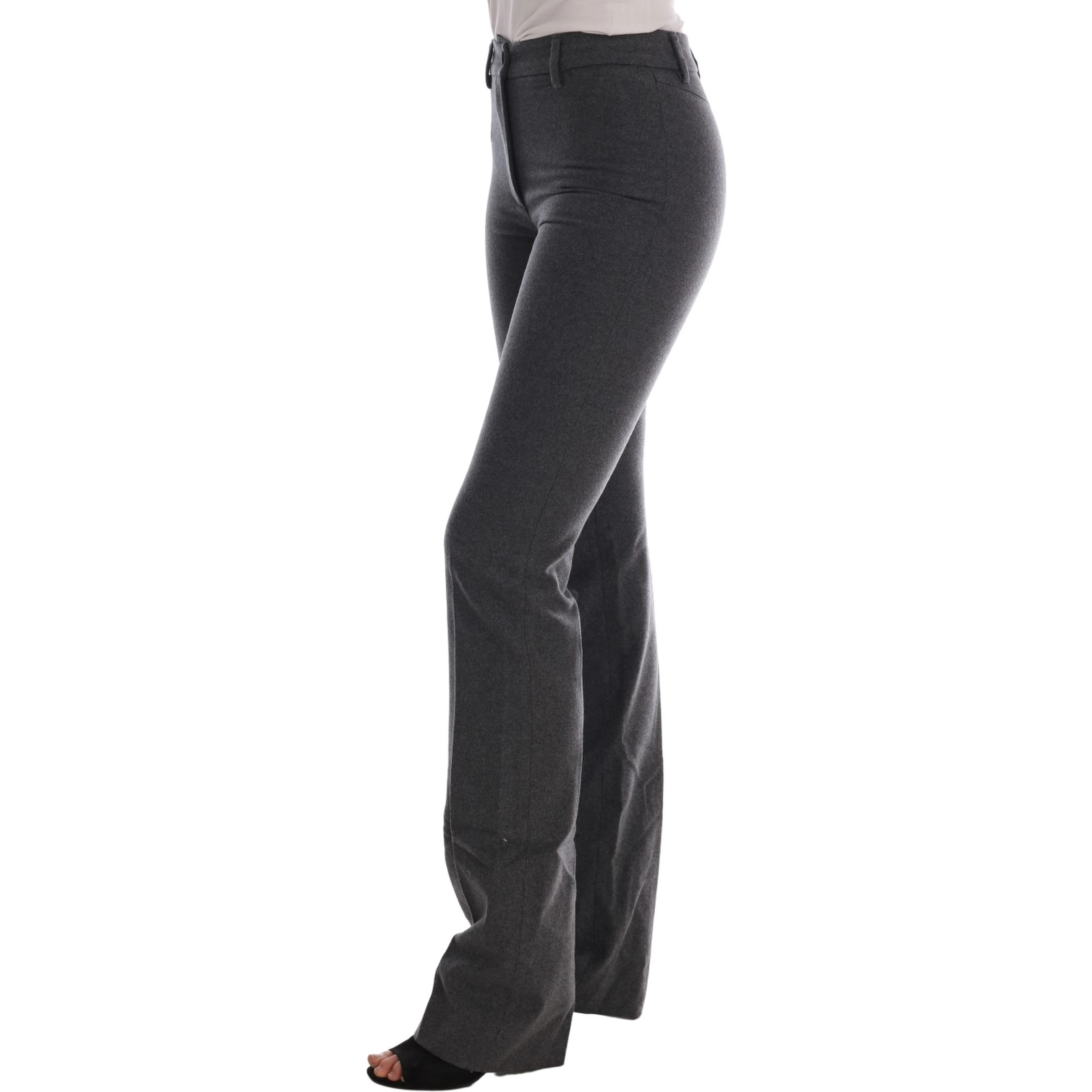 Gray Wool Stretch Slim Pants