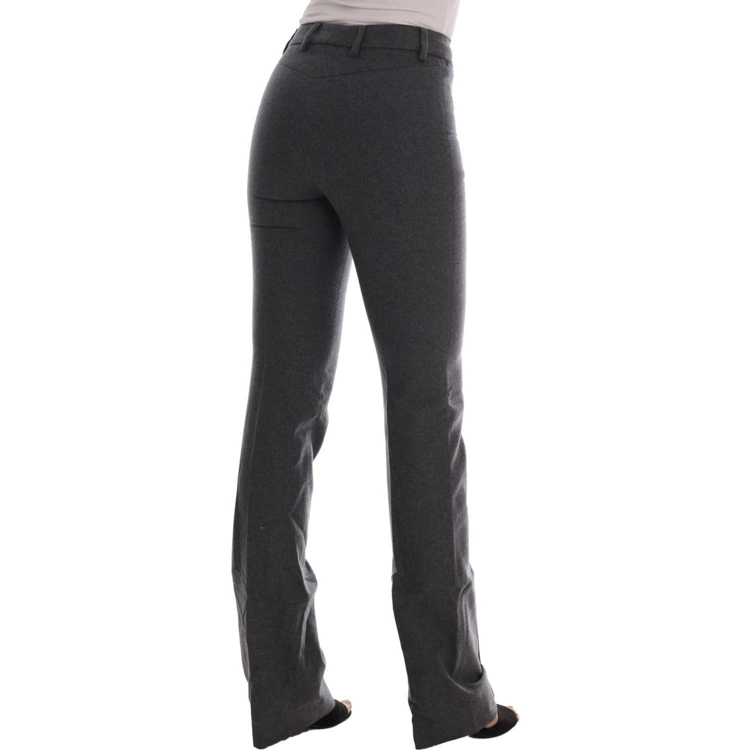 Gray Wool Stretch Slim Pants