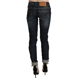 Blue Washed Low Waist Skinny Cropped Denim Pant