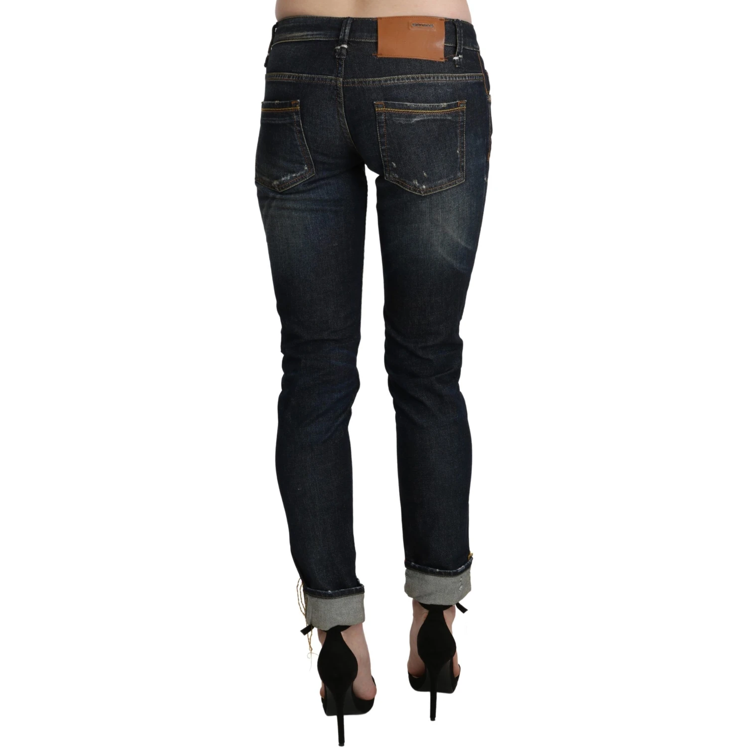 Blue Washed Low Waist Skinny Cropped Denim Pant
