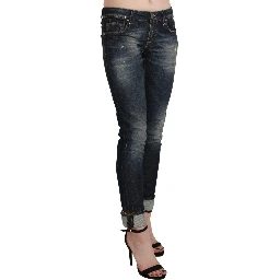 Blue Washed Low Waist Skinny Cropped Denim Pant