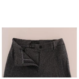Gray Wool Stretch Slim Pants
