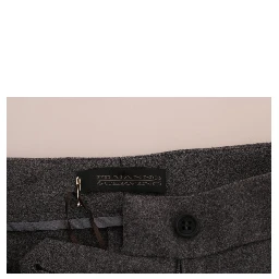 Gray Wool Stretch Slim Pants