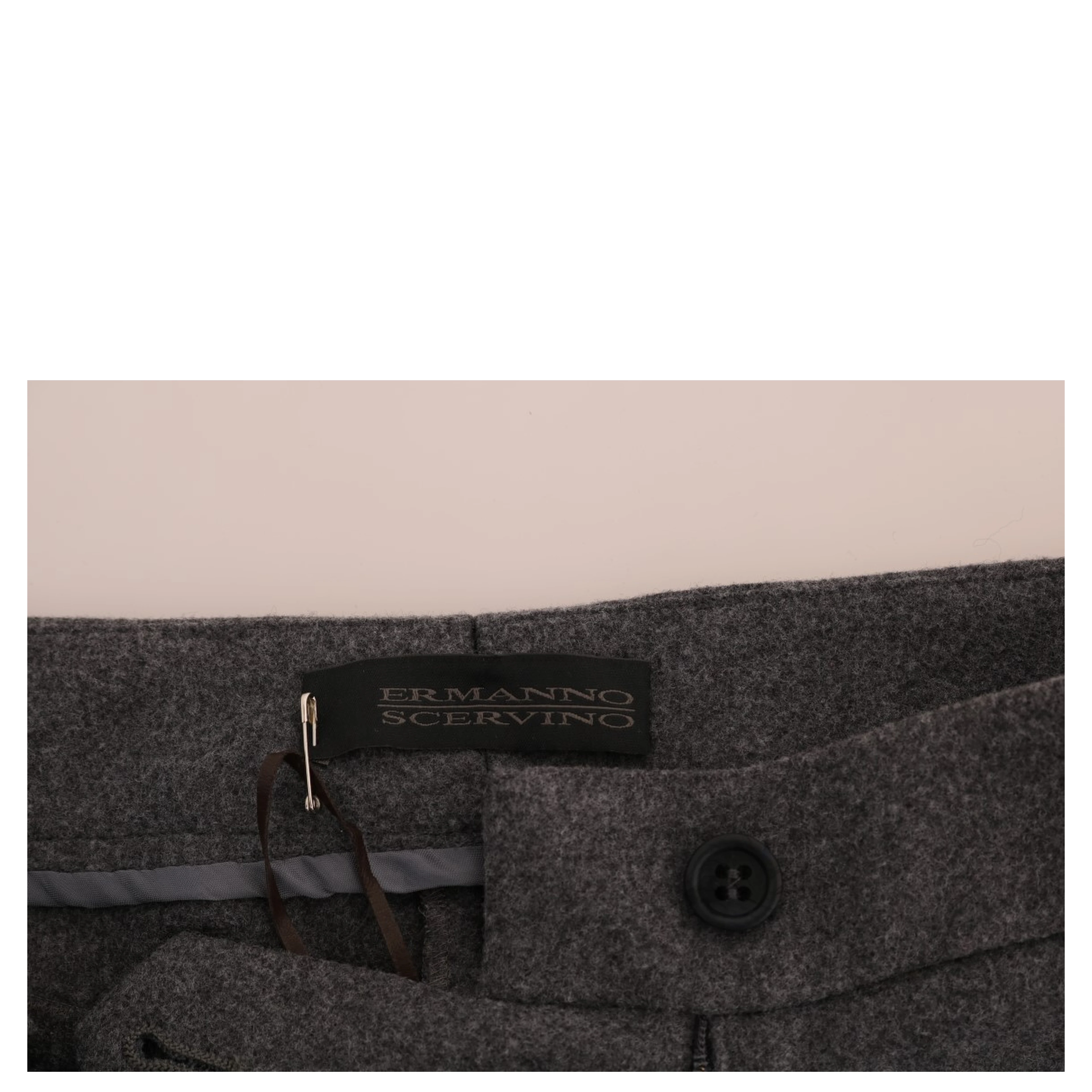 Gray Wool Stretch Slim Pants