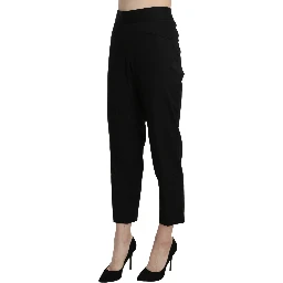 Black High Waist Straight Cropped Dress Pants