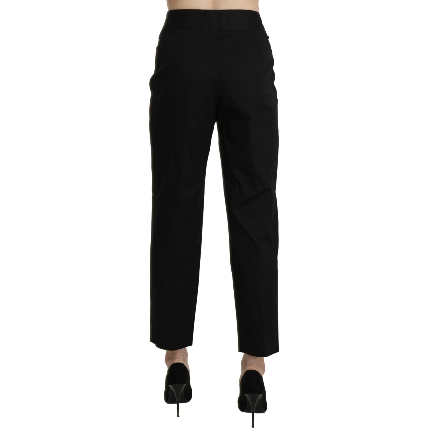 Black High Waist Straight Cropped Dress Pants