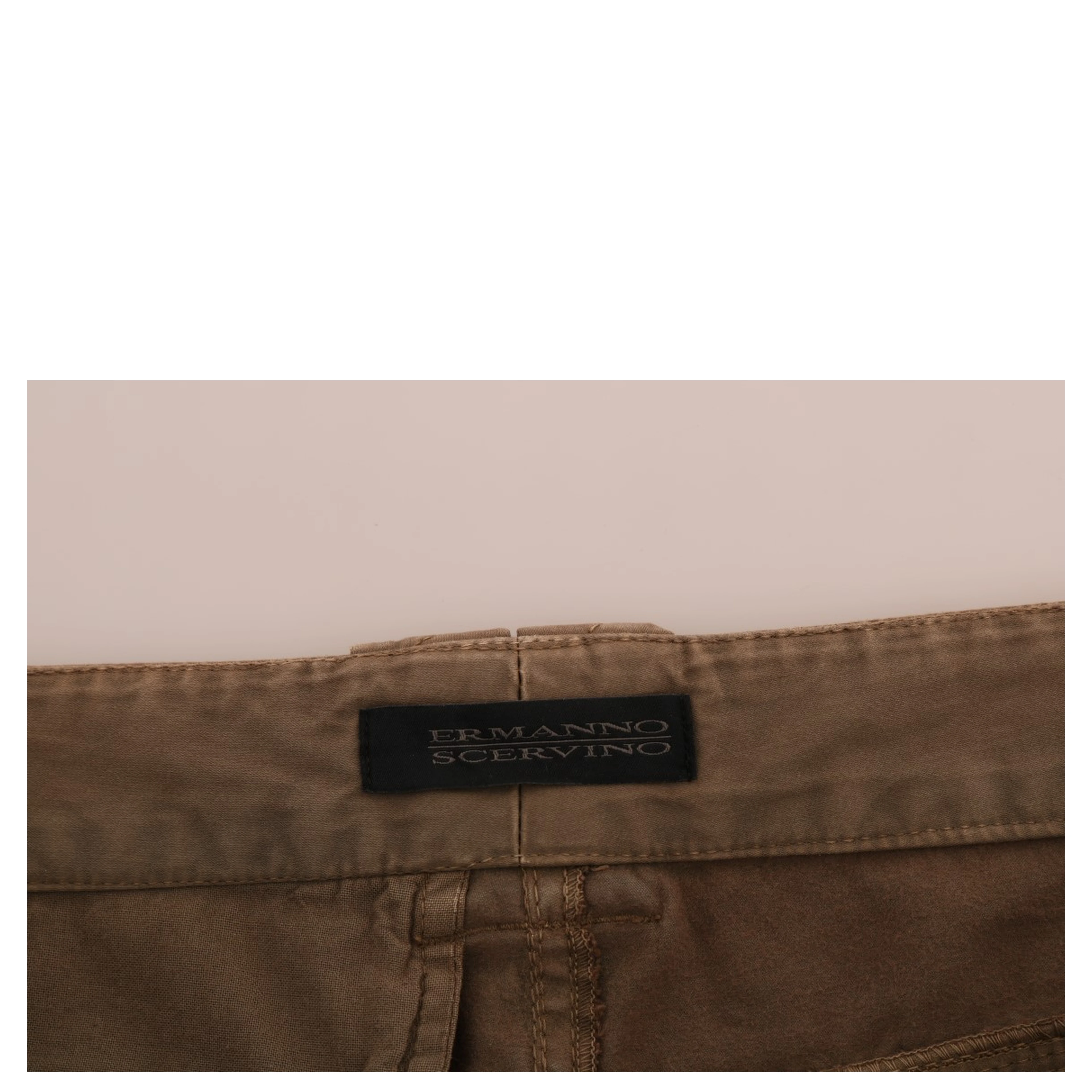 Brown Cotton Casual Slim Fit Pants