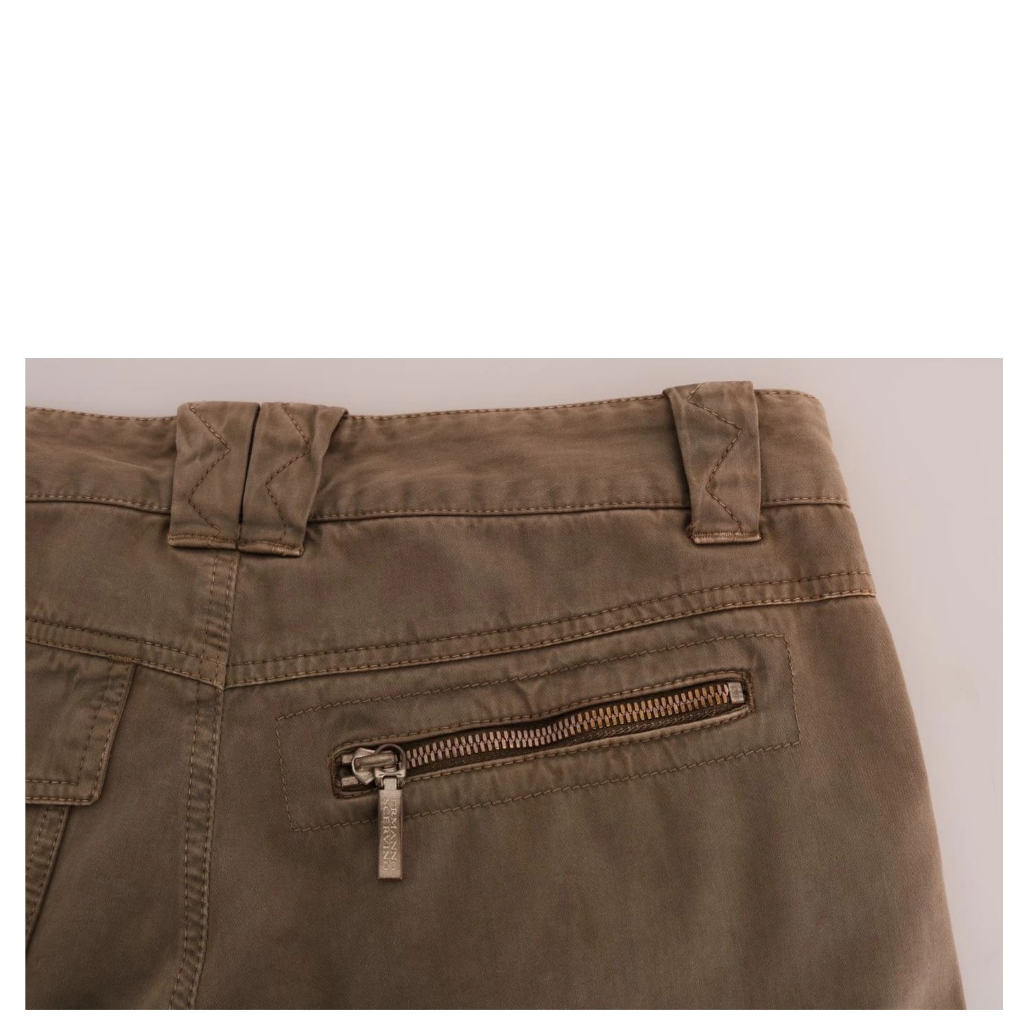Brown Cotton Casual Slim Fit Pants