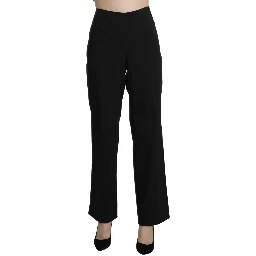 Black High Waist Straight Dress Trouser Pants