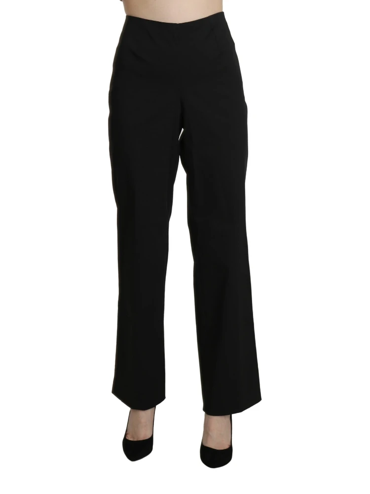 Black High Waist Straight Dress Trouser Pants