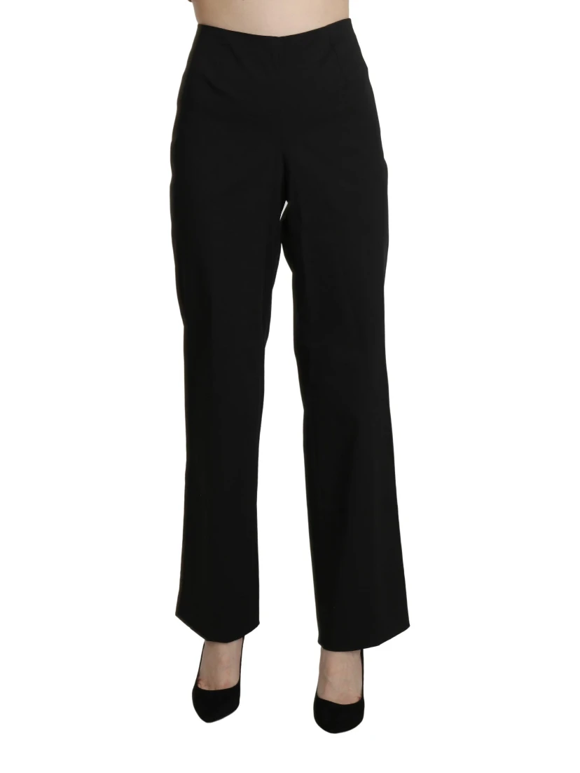 Black High Waist Straight Dress Trouser Pants
